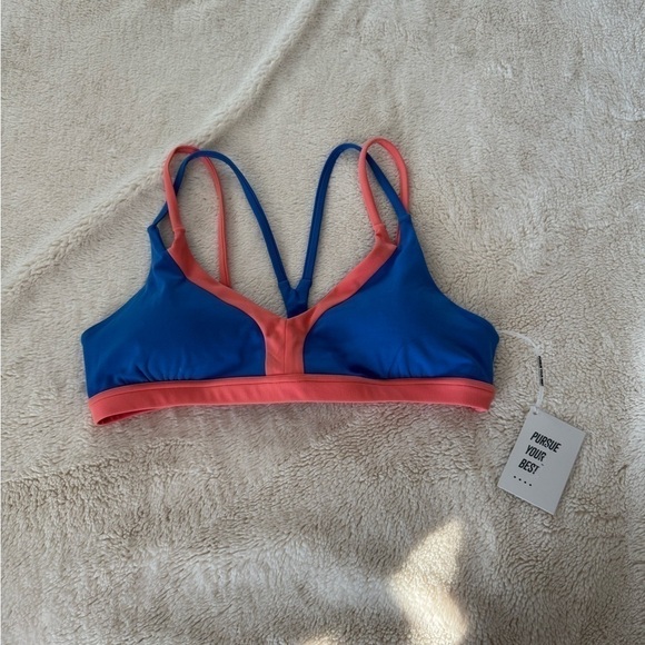 ACTA peach pop and cobalt two strap bra - Picture 2 of 5